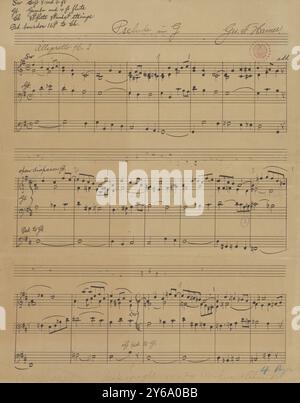 Music 1800-1900; Music Manuscripts; Hamer, George F. Prelude in G, Hamer, George F., 1800 - 1900, Schmidt, Arthur Paul, Music publishing, Popular music, Writing and publishing, Sheet music, Music, United States, 19th century, Music, United States, Manuscripts, United States, Manuscripts Stock Photo