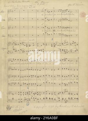 Music 1800-1900; Music Manuscripts; Hamer, George F. Te Deum, Hamer, George F., 1800 - 1900, Schmidt, Arthur Paul, Music publishing, Popular music, Writing and publishing, Sheet music, Music, United States, 19th century, Music, United States, Manuscripts, United States, Manuscripts Stock Photo