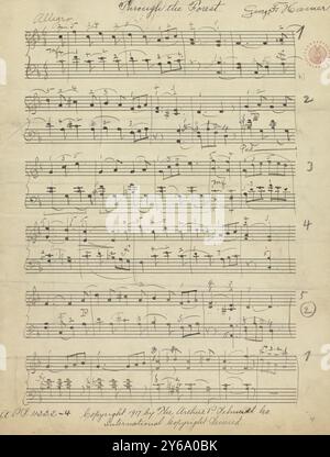 Music 1800-1900; Music Manuscripts; Hamer, George F. Through the forest, Hamer, George F., 1800 - 1900, Schmidt, Arthur Paul, Music publishing, Popular music, Writing and publishing, Sheet music, Music, United States, 19th century, Music, United States, Manuscripts, United States, Manuscripts Stock Photo