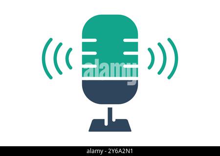 Voice recording icon. solid icon style. icon related to online course. education elements vector illustration Stock Vector
