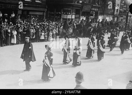 Bramwell Booth at Gen. Wm. Booth's Funeral, Photo shows funeral procession of William Booth (1829-1912), founder and first general of the Salvation Army, held in London, August 29, 1912. His son Bramwell Booth (1856-1929), the second general of the Salvation Army, is in front of the procession., 1912 Aug. 29, Glass negatives, 1 negative: glass; 5 x 7 in. or smaller. Stock Photo