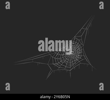 Spiderweb Halloween creepy decor realistic vector icon Stock Vector