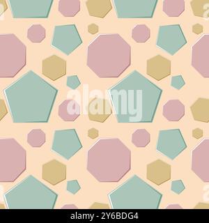 Colorful polygons on a beige background Stock Vector