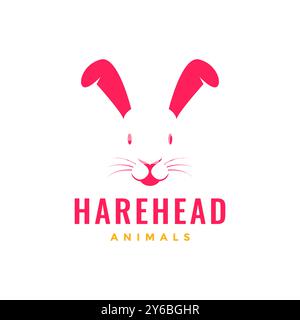 animal pets hare rabbit mascot simple minimal logo design vector Stock Vector