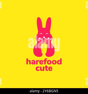 animal pets rabbit carrot food mascot modern logo design vector Stock Vector