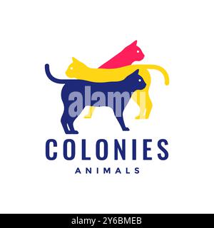 cat colony pets colorful modern logo vector icon illustration Stock Vector