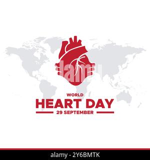 World Heart Day,  29 September, greeting card, editable template, banner, ads, poster, reel design, World Heart Day concept design, stock illustratioN Stock Vector