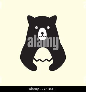 honey bear cute with egg macsot cartoon modern minimal logo icon vector illustration Stock Vector