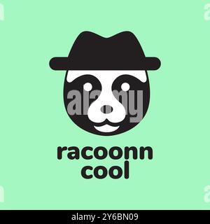 raccoon cool mascot cartoon hat colorful modern logo icon vector illustration Stock Vector
