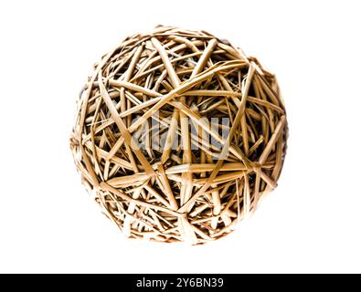 Woven wicker ball isolated on white background Stock Photo