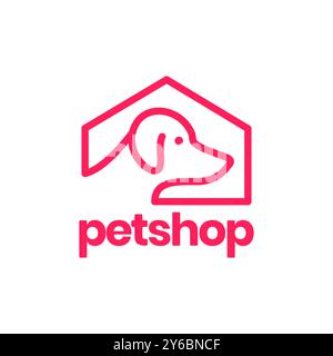 dog home house pets pet shop minimal modern mascot simple logo vector icon illustration Stock Vector