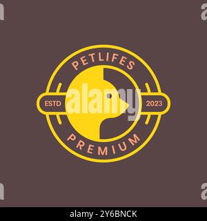cat pets circle minimal badge mascot simple logo vector icon illustration Stock Vector