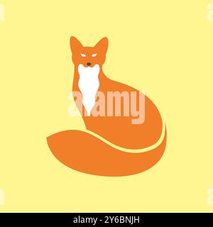long tails fox orange mascot modern simple logo icon vector illustration Stock Vector