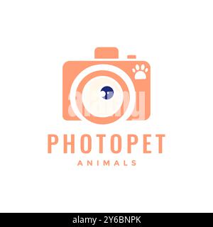 paw pets photography camera lens modern minimal logo vector icon illustration Stock Vector