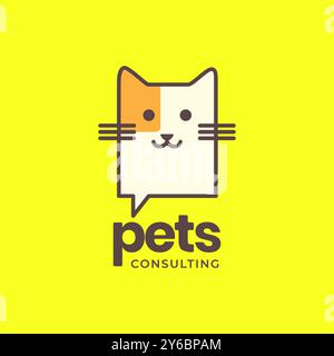 cat pets consulting talk specialist doctor mascot cartoon cute logo vector icon illustration Stock Vector