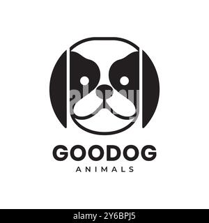 border collie dog pets head mascot cute modern logo vector icon illustration Stock Vector