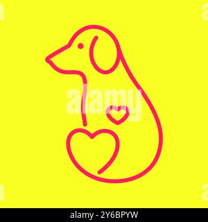 dog pets care lover heart lines simple minimal mascot modern logo vector icon illustration Stock Vector