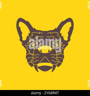 ancient tiger old long fang beast mascot minimal vintage hipster simple logo vector icon illustration Stock Vector