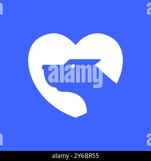 dog pets lover heart modern minimal geometric shape mascot logo vector icon illustration Stock Vector