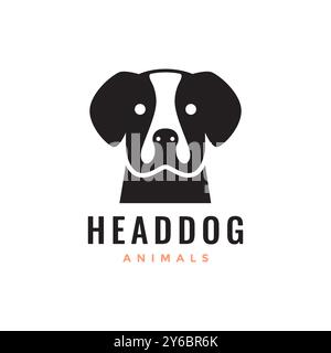 boxer dog head pets simple mascot modern logo vector icon illustration Stock Vector