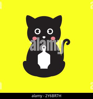 cat kitten pets cute cooking cutting board kitchen chef food mascot cartoon modern logo vector icon illustration Stock Vector
