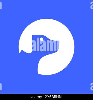 golden retriever dog head circle modern minimal mascot flat logo icon vector illustration Stock Vector
