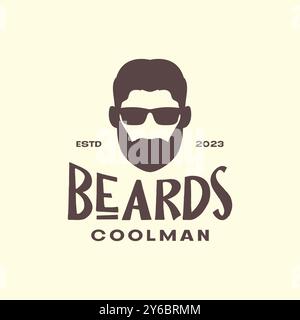 bearded man sunglasses cool mascot vintage simple logo icon vector illustration Stock Vector