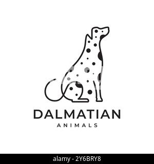 dalmatian dog pets sit modern minimal dots mascot logo icon vector illustration Stock Vector