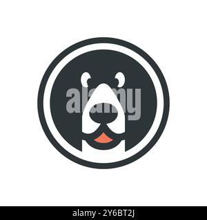 dog pets head circle modern geometric mascot cartoon simple colorful logo icon vector illustration Stock Vector
