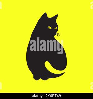 black cat pets angry modern minimal mascot simple logo icon vector illustration Stock Vector
