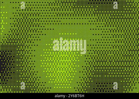 Pixel pattern background with bitmap game texture. Dotted dither vector green and black gradient bg. Abstract geometric noisy screen tone. Retro Stock Vector
