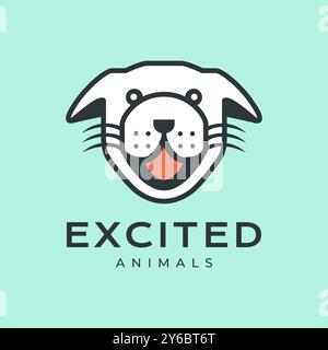 american pit bull terrier dog head mascot cartoon happy smile modern colorful logo icon vector illustration Stock Vector