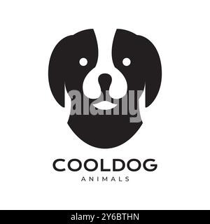 rottweiler dog pets head mascot cartoon minimal flat logo icon vector illustration Stock Vector