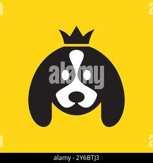 Cavalier King Charles Spaniel dog pets crown king queen cute mascot cartoon logo icon vector illustration Stock Vector