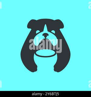 bulldog pets dog playing djembe music acoustic mascot cartoon flat modern logo icon vector illustration Stock Vector