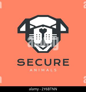 dog k9 security police head modern mascot colorful cartoon logo icon vector illustration Stock Vector
