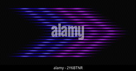 Modern abstract arrows moving at high speed. Technology movement. Colorful dynamic movement. Abstract purple and blue neon lines arranged in a zigzag Stock Vector