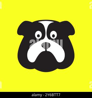bulldog pets dog head cute colorful mascot cartoon flat modern logo icon vector illustration Stock Vector