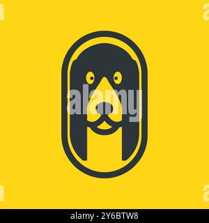 Cavalier King Charles Spaniel dog pets cute mascot cartoon geometric logo icon vector illustration Stock Vector