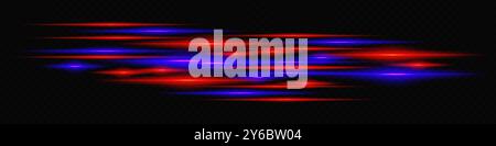 Abstract red and blue neon light streaks layered diagonally on a dark background, creating a dynamic and futuristic visual effect. Stock Vector