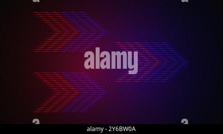 Modern abstract arrows moving at high speed. Technology movement. Colorful dynamic movement. Abstract red and blue neon lines arranged in a zigzag for Stock Vector