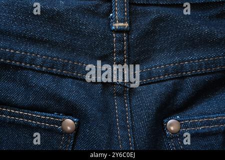 The back of blue jeans with seams pattern texture Stock Photo