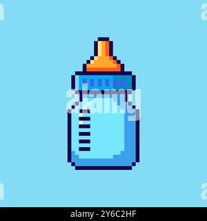 Pixel art Baby bottle game asset design Stock Vector