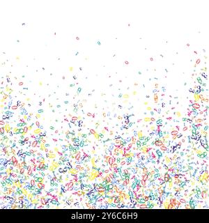 Scattered numbers. Colorful childish digits flying chaotic. Back to school mathematics banner on white background. Falling numbers vector illustration Stock Vector
