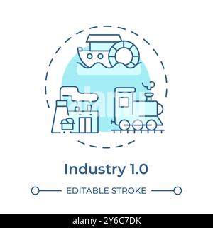 Industry 1.0 soft blue concept icon Stock Vector