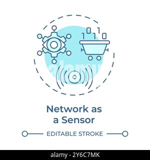 Network as sensor soft blue concept icon Stock Vector