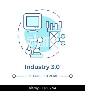 Industry 3.0 soft blue concept icon Stock Vector