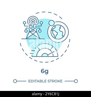 6G soft blue concept icon Stock Vector
