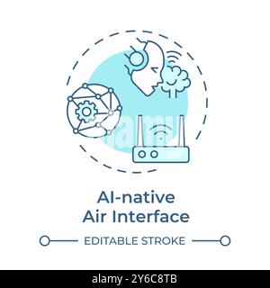 AI-native air interface soft blue concept icon Stock Vector