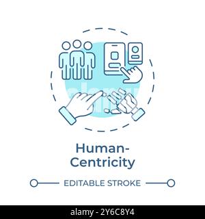 Human-centricity soft blue concept icon Stock Vector